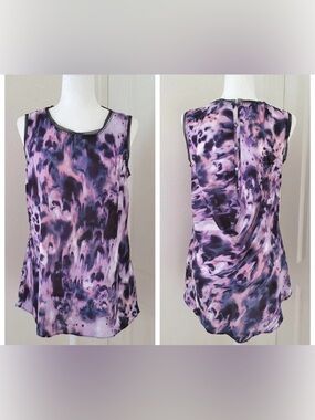 Simply Vera Vera Wang Purple Watercolor  Sleeveless Tunic Top, XS